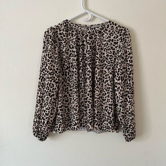 H&M Pleated Leopard Print Women's Blouse XS - Picture 1 of 5